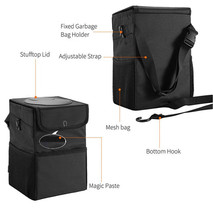 Multipurpose Car Trash Can Waterproof Oxford Fabric Foldable Storage Box for Vehicle