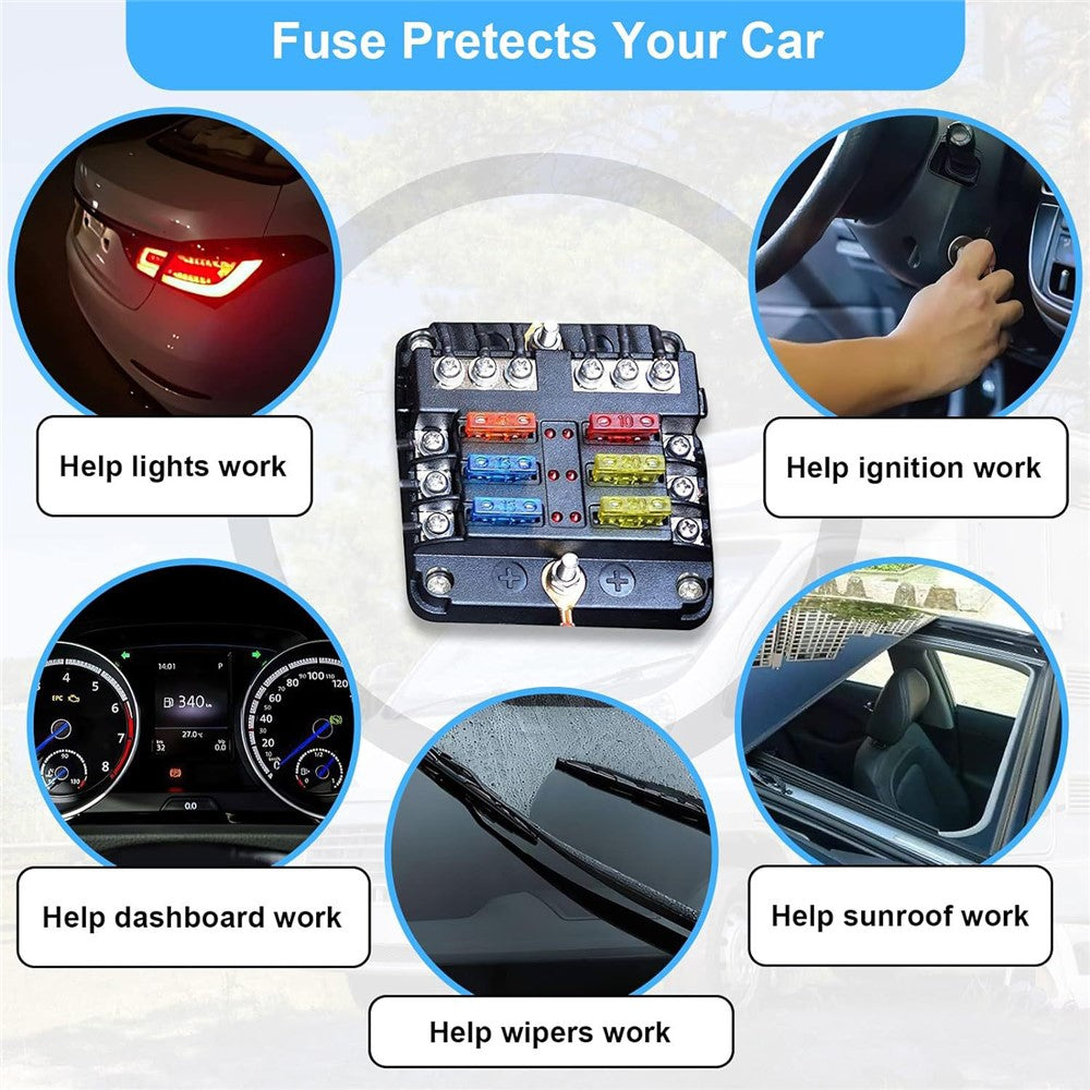 180Pcs Car Fuse Assortment Kit Mini  /  Standard  /  Micro Zinc Blade Fuses With Puller Tool and Storage Box