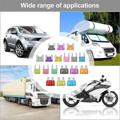 180Pcs Car Fuse Assortment Kit Mini  /  Standard  /  Micro Zinc Blade Fuses With Puller Tool and Storage Box