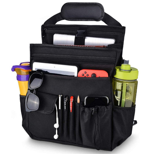 Car Front Seat Organizer 600D Oxford Fabric Seat Back Storage Bag with Shoulder Strap