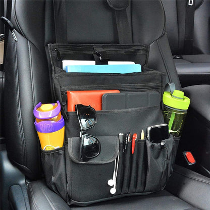 Car Front Seat Organizer 600D Oxford Fabric Seat Back Storage Bag with Shoulder Strap