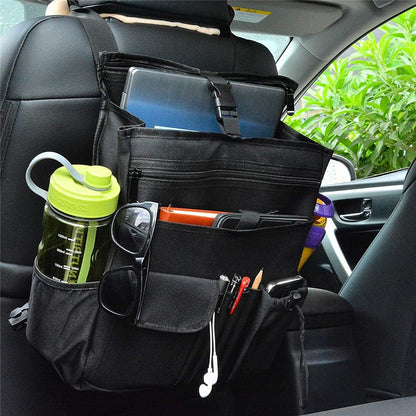 Car Front Seat Organizer 600D Oxford Fabric Seat Back Storage Bag with Shoulder Strap