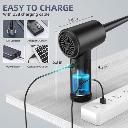C4915 Portable Turbo Fan Blower Multifunction Car Vacuum Cleaner Rechargeable Air Duster with 3 Brushes