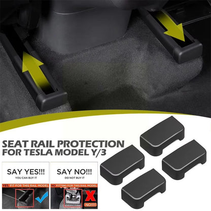 4Pcs TPE Covers for Tesla Model Y / 3 Seat Rail Protector Anti-Kick Guards Rear Seats Accessories