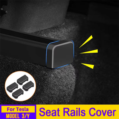 4Pcs TPE Covers for Tesla Model Y / 3 Seat Rail Protector Anti-Kick Guards Rear Seats Accessories
