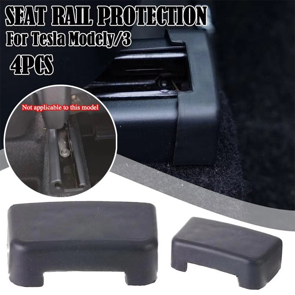 4Pcs TPE Covers for Tesla Model Y / 3 Seat Rail Protector Anti-Kick Guards Rear Seats Accessories