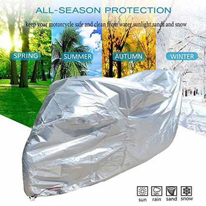 Waterproof Motorcycle Cover UV Protection Silver Coated 210D Oxford Fabric Dust Cover , Size 3XL / 295 x 110 x 140cm