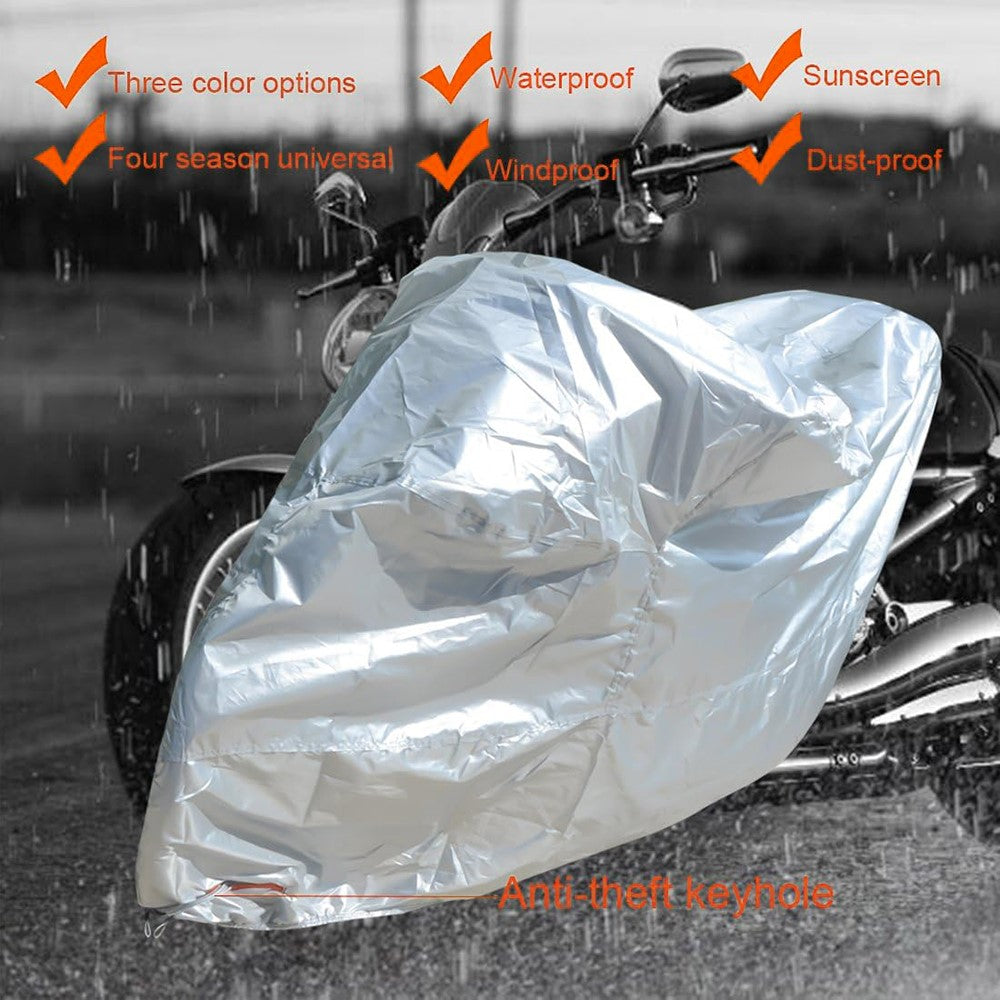 Waterproof Motorcycle Cover UV Protection Silver Coated 210D Oxford Fabric Dust Cover , Size 3XL / 295 x 110 x 140cm