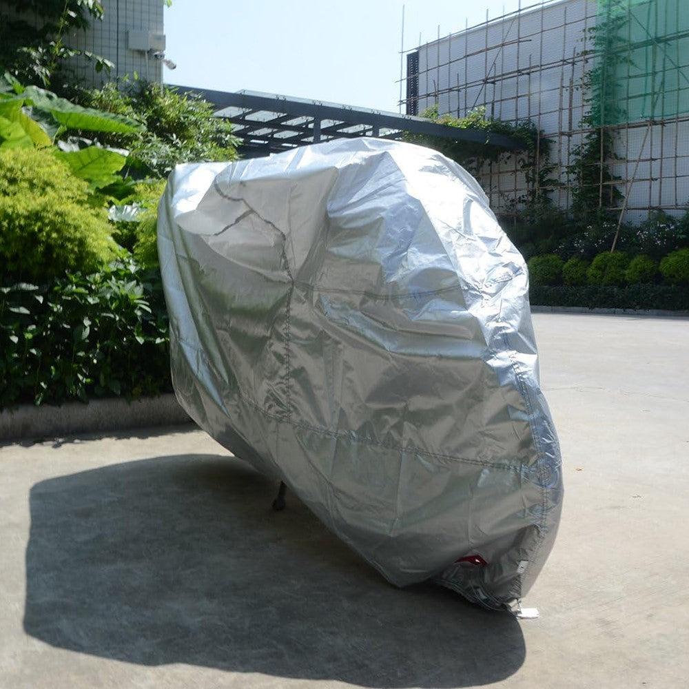 Waterproof Motorcycle Cover UV Protection Silver Coated 210D Oxford Fabric Dust Cover , Size 3XL / 295 x 110 x 140cm