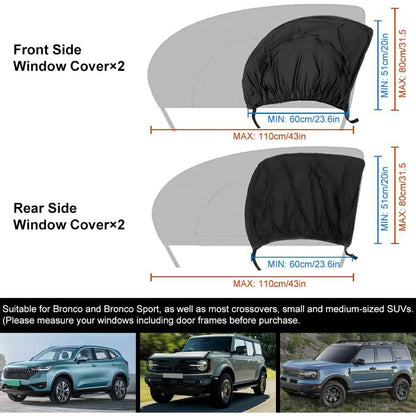 2Pcs Car Window Shade Front / Rear Side Window Sun Shade Breathable Privacy Curtain with Zipper