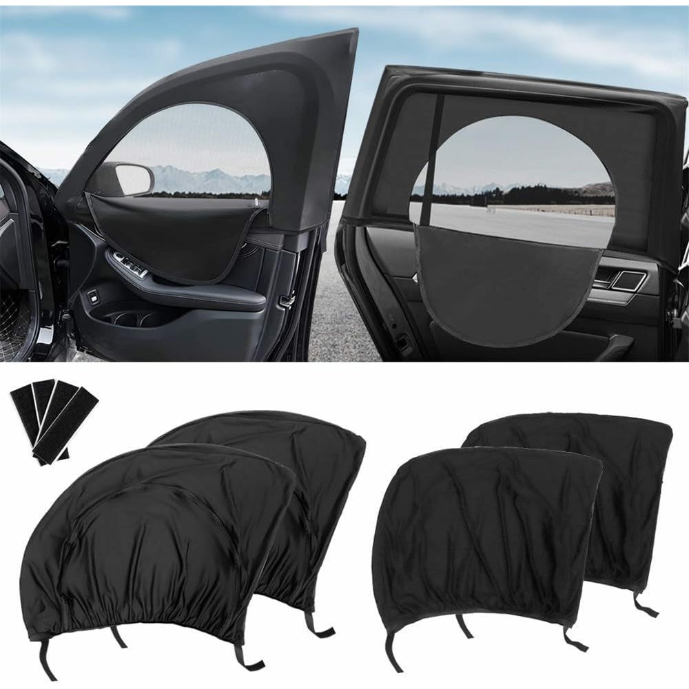 2Pcs Car Window Shade Front / Rear Side Window Sun Shade Breathable Privacy Curtain with Zipper