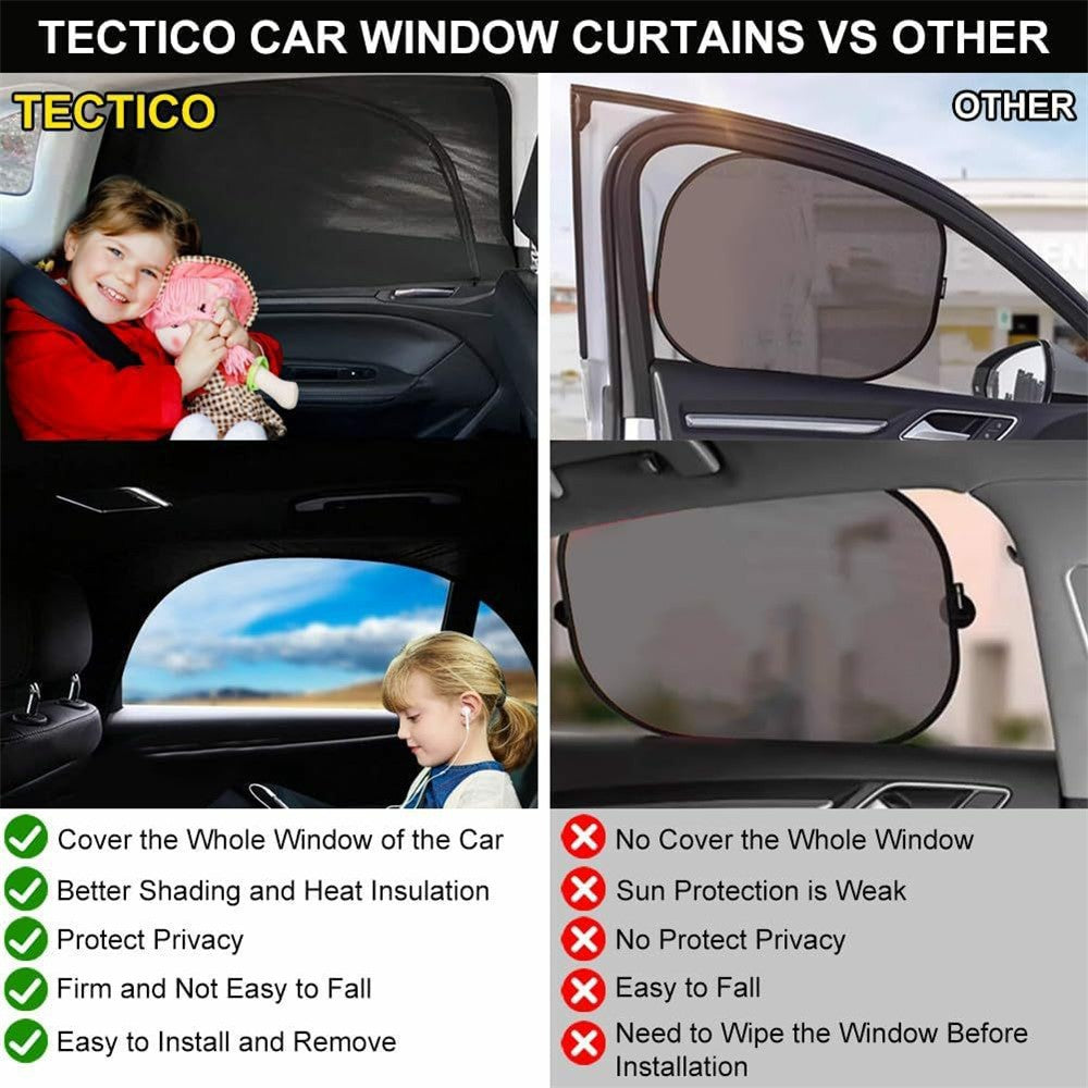 2Pcs Car Window Shade Front / Rear Side Window Sun Shade Breathable Privacy Curtain with Zipper