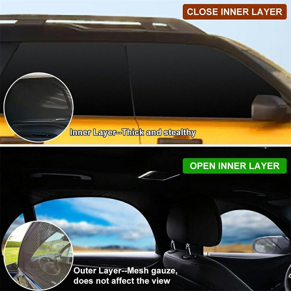 2Pcs Car Window Shade Front / Rear Side Window Sun Shade Breathable Privacy Curtain with Zipper