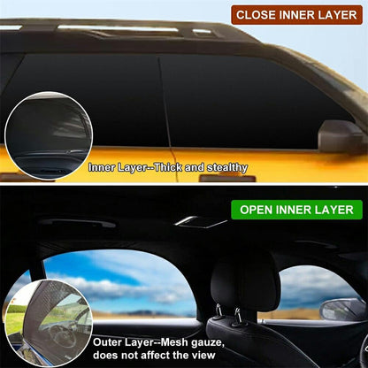 2Pcs Car Window Shade Front / Rear Side Window Sun Shade Breathable Privacy Curtain with Zipper