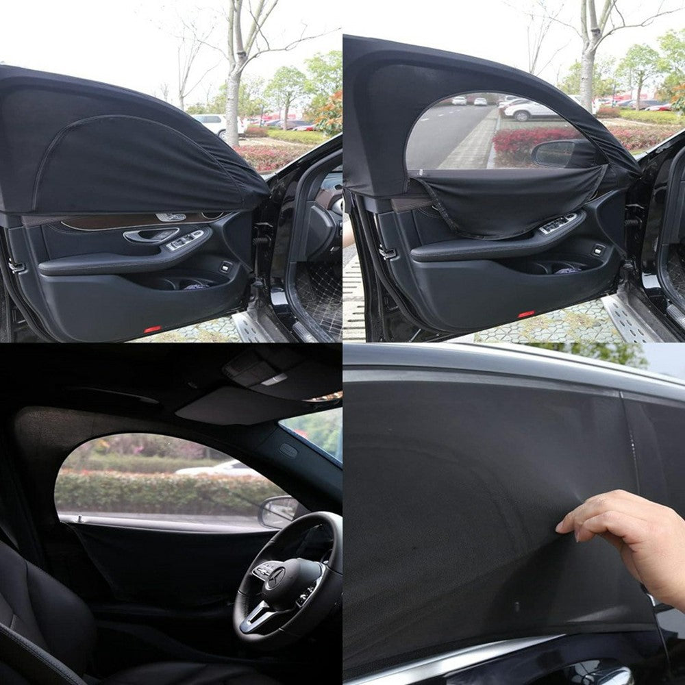 2Pcs Car Window Shade Front / Rear Side Window Sun Shade Breathable Privacy Curtain with Zipper