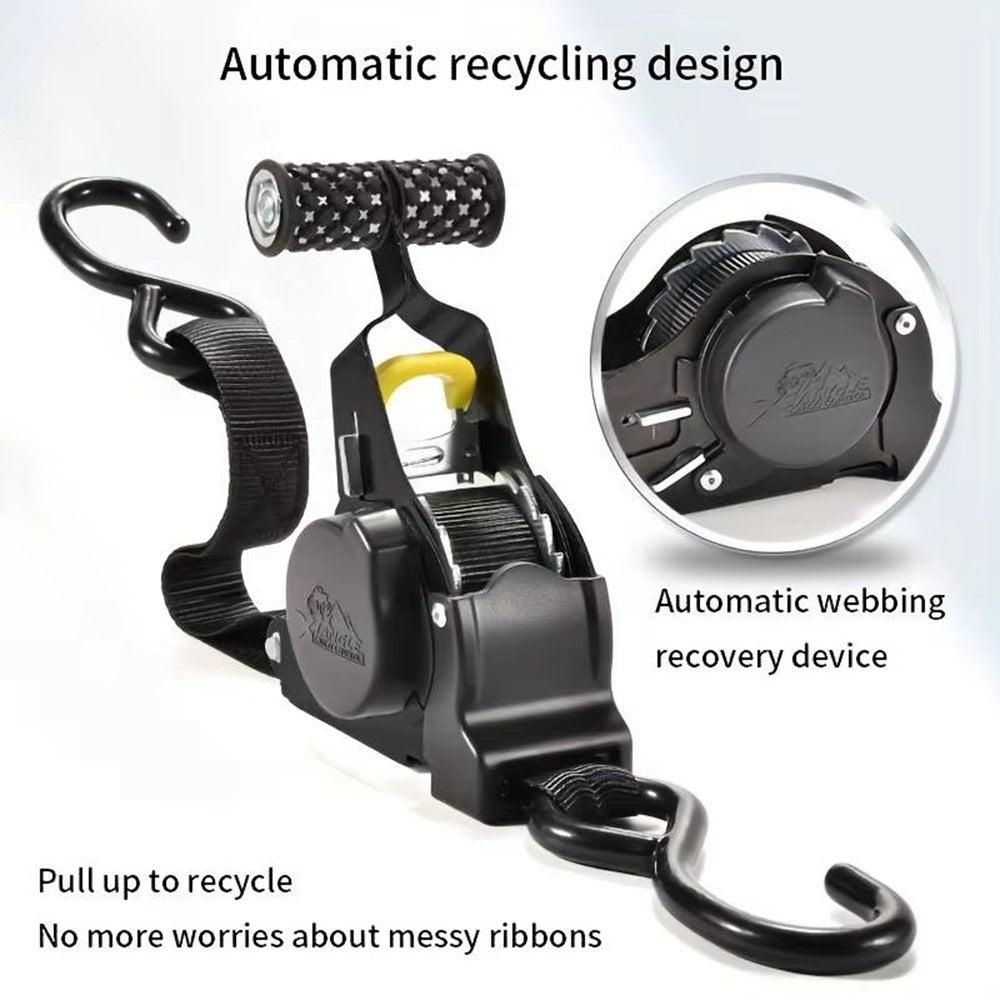 3.3m Automatic Retractable Tie Down Strap Luggage Securing Belt for Car Motorcycle Self-Driving Tour