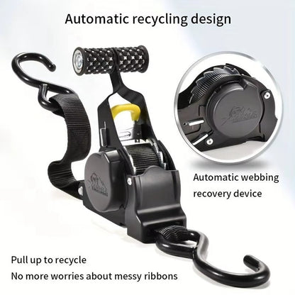 3.3m Automatic Retractable Tie Down Strap Luggage Securing Belt for Car Motorcycle Self-Driving Tour