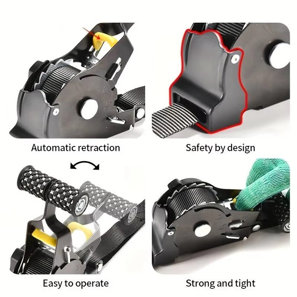 3.3m Automatic Retractable Tie Down Strap Luggage Securing Belt for Car Motorcycle Self-Driving Tour