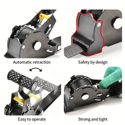 3.3m Automatic Retractable Tie Down Strap Luggage Securing Belt for Car Motorcycle Self-Driving Tour