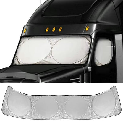 420 x 92cm Large Truck Sun Shade Heavy Duty Vehicle Sunshade Visor Foldable Heat Shield for Front Windshield Side Window