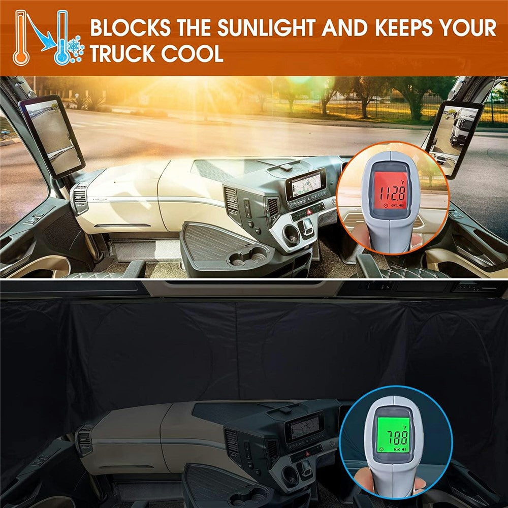 420 x 92cm Large Truck Sun Shade Heavy Duty Vehicle Sunshade Visor Foldable Heat Shield for Front Windshield Side Window