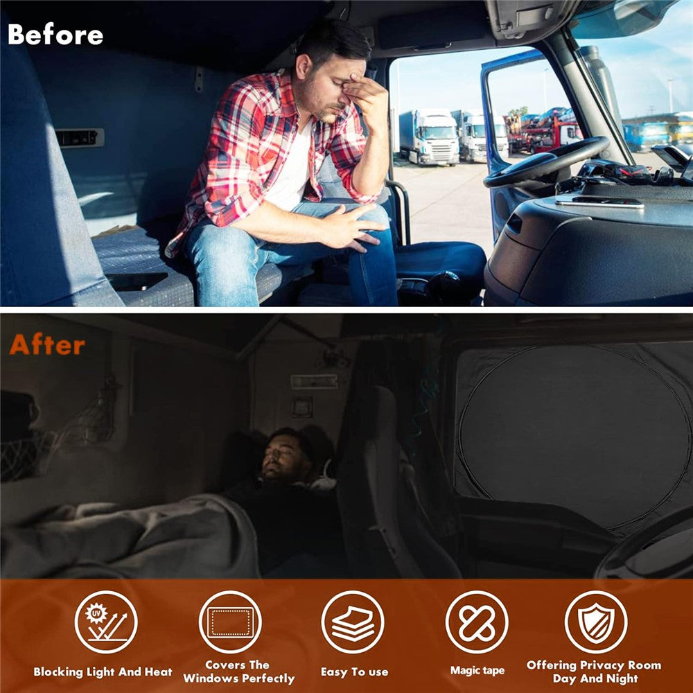420 x 92cm Large Truck Sun Shade Heavy Duty Vehicle Sunshade Visor Foldable Heat Shield for Front Windshield Side Window