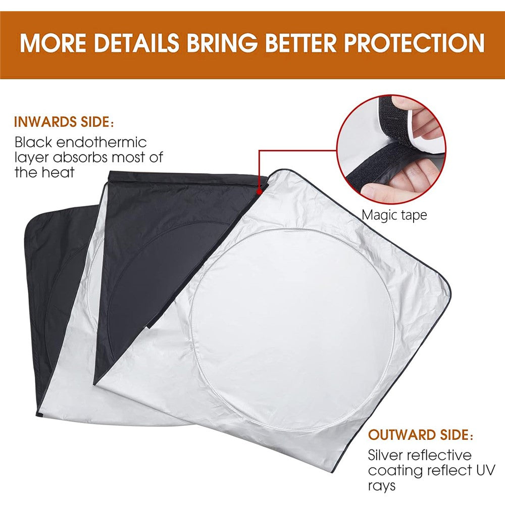 420 x 92cm Large Truck Sun Shade Heavy Duty Vehicle Sunshade Visor Foldable Heat Shield for Front Windshield Side Window