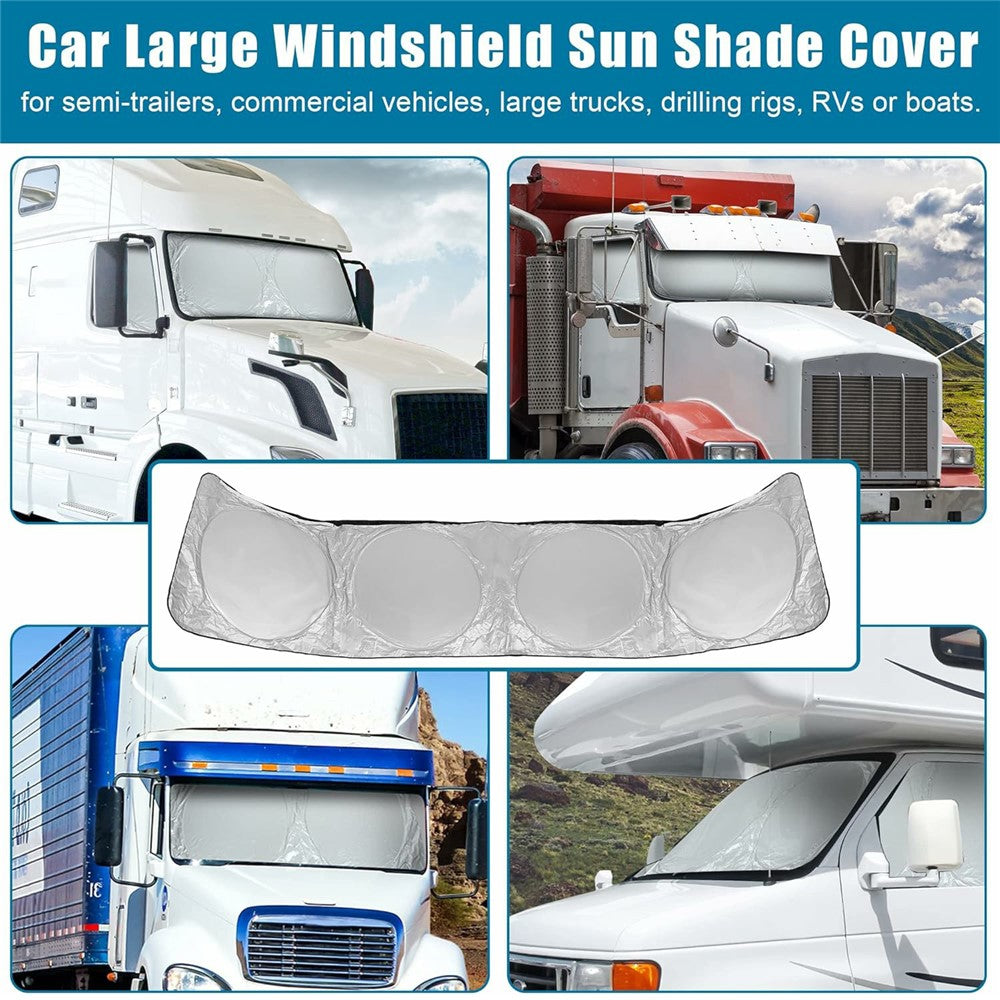 420 x 92cm Large Truck Sun Shade Heavy Duty Vehicle Sunshade Visor Foldable Heat Shield for Front Windshield Side Window