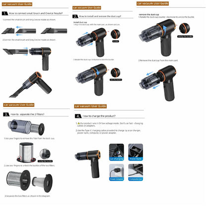 Handheld Mini Car Vacuum Cleaner Rechargeable Wireless Powerful Suction Cleaning Device