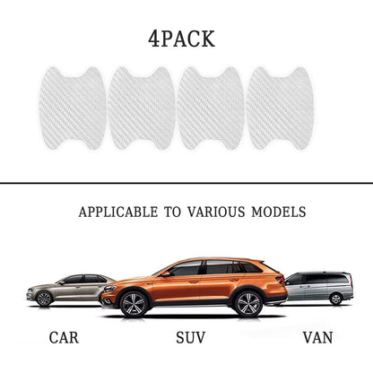 4Pcs Car Door Handle Cup Protector Carbon Fiber Sticker Anti Scratch Paint Protection Decal
