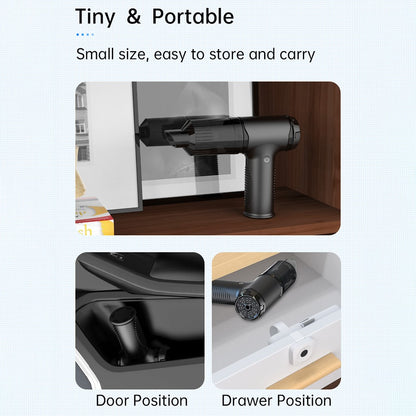 V16D 2 in 1 Car Vacuum Cleaner Powerful Suction Rechargeable Handheld Dust Blower with 7 Nozzles