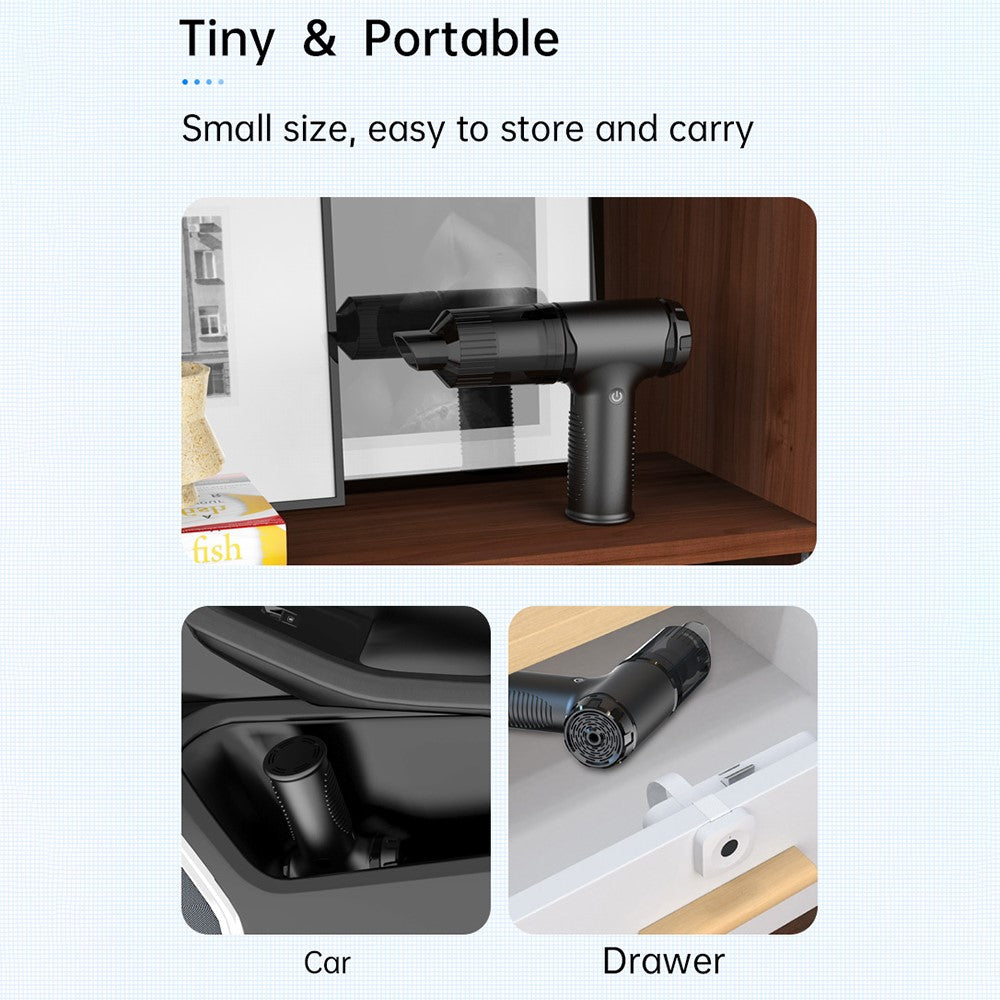 V16S Rechargeable Dust Blower Portable Handheld Car Vacuum Cleaner with 200ml Dust Box