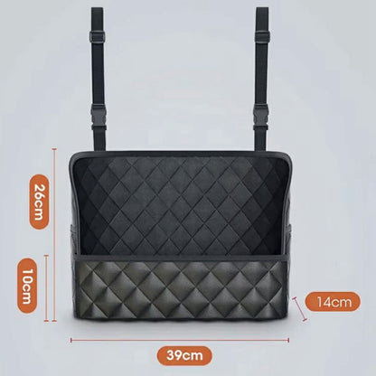 Dual Pocket Design Car Seat Storage Bag Embroidery PU Leather Hanging Organizer Between Back Seats
