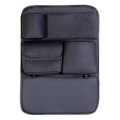 Car Seat Back Organizer Rhombus Texture PU Leather Multi-Pocket Storage Bag for Water Bottle  /  Umbrella Holder