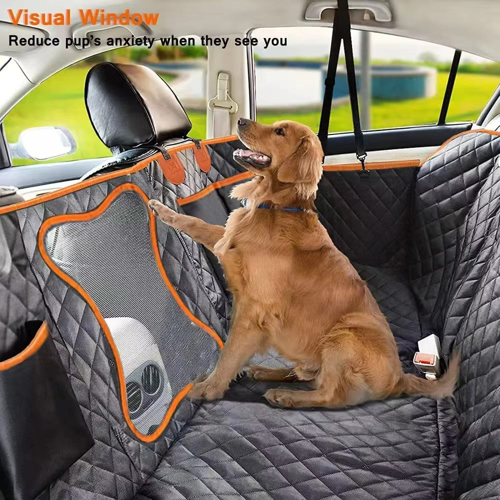 Bone Shape Mesh Window Pet Car Seat Cover for Back Seat Waterproof 600D Oxford Fabric Dog Hammock