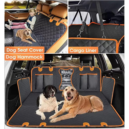 Bone Shape Mesh Window Pet Car Seat Cover for Back Seat Waterproof 600D Oxford Fabric Dog Hammock