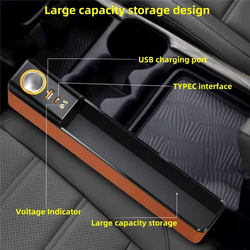 Car Seat Gap Filler Organizer with USB-A + USB-C Fast Charging Ports Multifunctional Storage Box