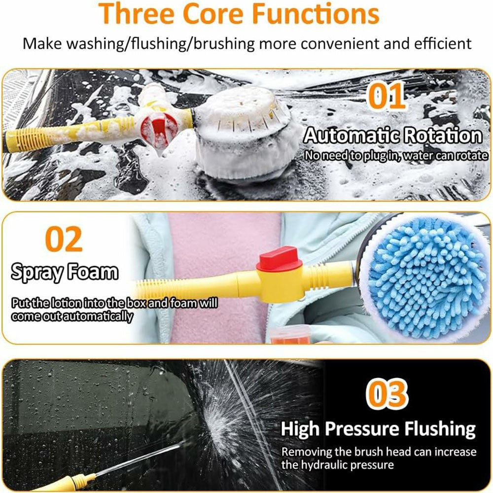 Soft Chenille Car Wash Brush Long Handle Rotary Mop Automatic Foam Cleaner High Pressure Washing Kit