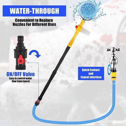 Portable Car Washing Kit with Multifunction Spray Head Soft Chenille Wash Brush Rotary Mop Automatic Foam Cleaner