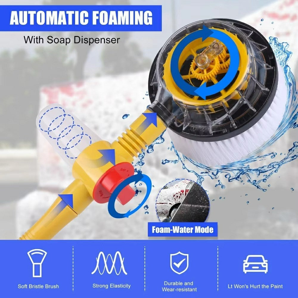 Portable Car Washing Kit with Replacement Chenille Cover Car Wash Brush Rotary Mop Automatic Foam Cleaner