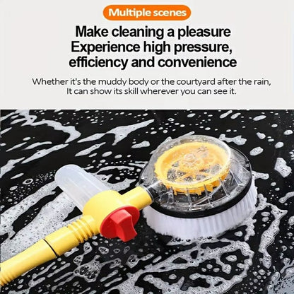 Portable Car Washing Kit with 5m Water Hose Car Wash Brush Long Handle Rotary Mop Automatic Foam Cleaner
