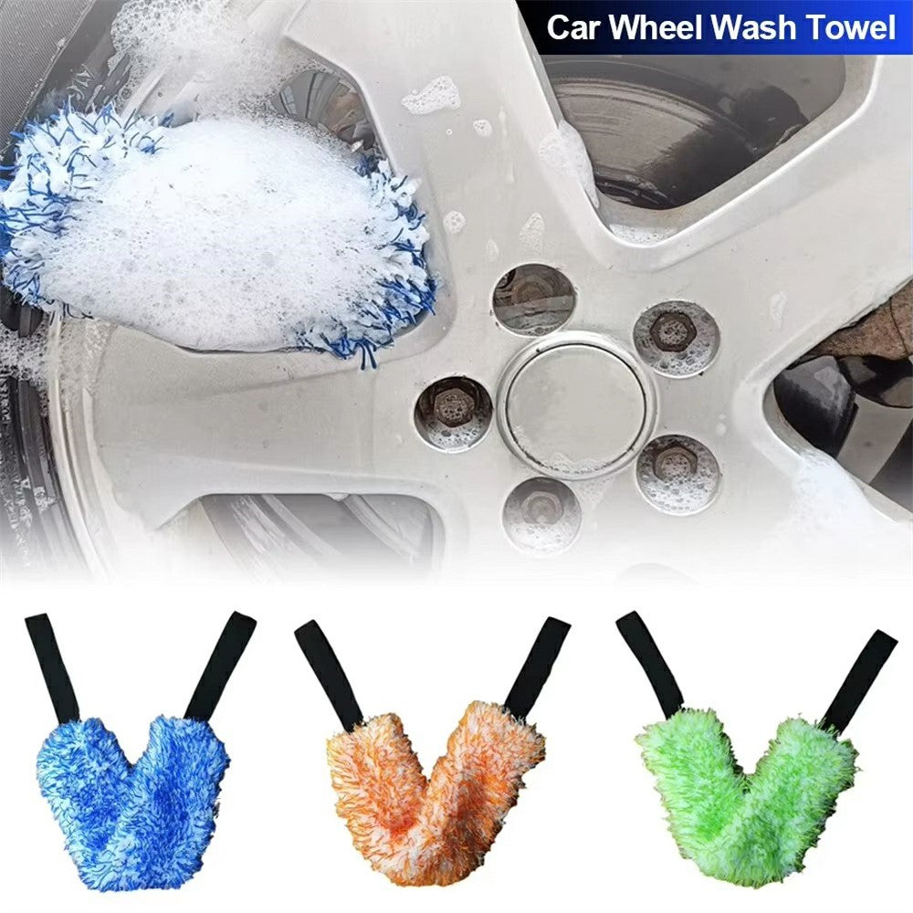 Car Wheel Wash Towel Automotive Tire Wiping Towel Wheel Hub Cleaning Rag Long Strap Tires Detailing Towel