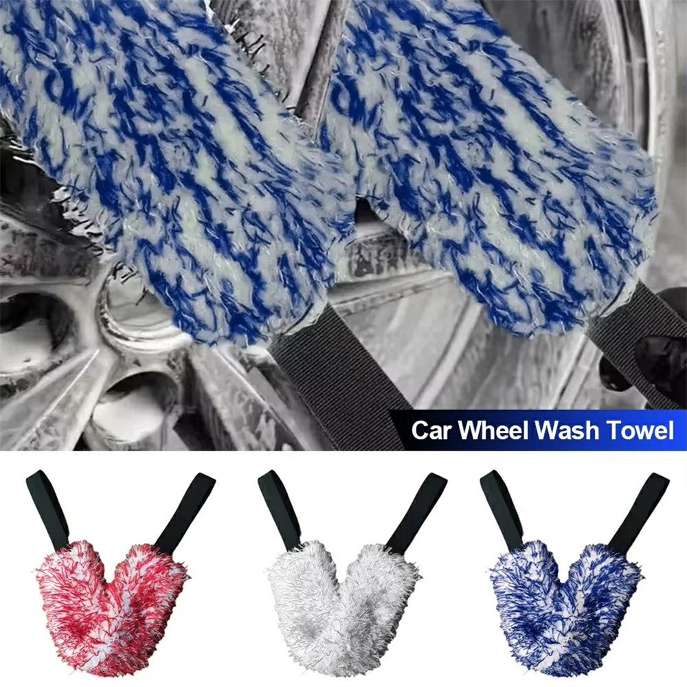 Car Wheel Wash Towel Automotive Tire Wiping Towel Wheel Hub Cleaning Rag Long Strap Tires Detailing Towel