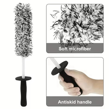 Wheel Rim Cleaning Brush Automobile Tire Hub Ultra-fine Microfiber Cleaner Tool with Spacer Plate