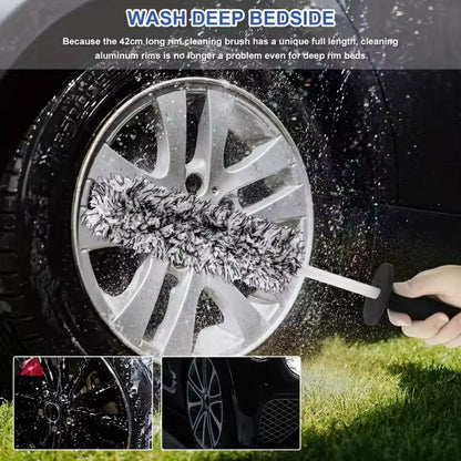 Wheel Rim Cleaning Brush Automobile Tire Hub Ultra-fine Microfiber Cleaner Tool with Spacer Plate