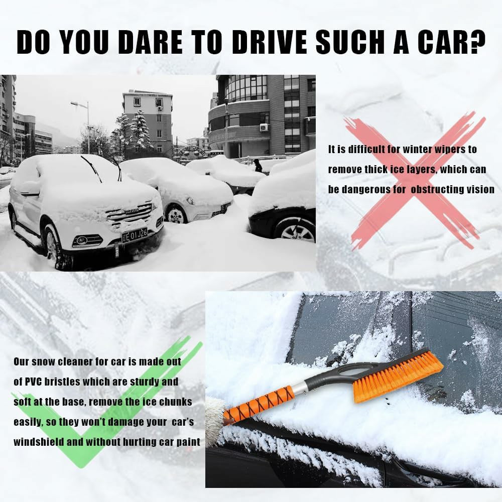 ST-3910 2 in 1 Detachable Car Snow Brush Ice Scraper Winter Windshield Cleaner for Vehicles