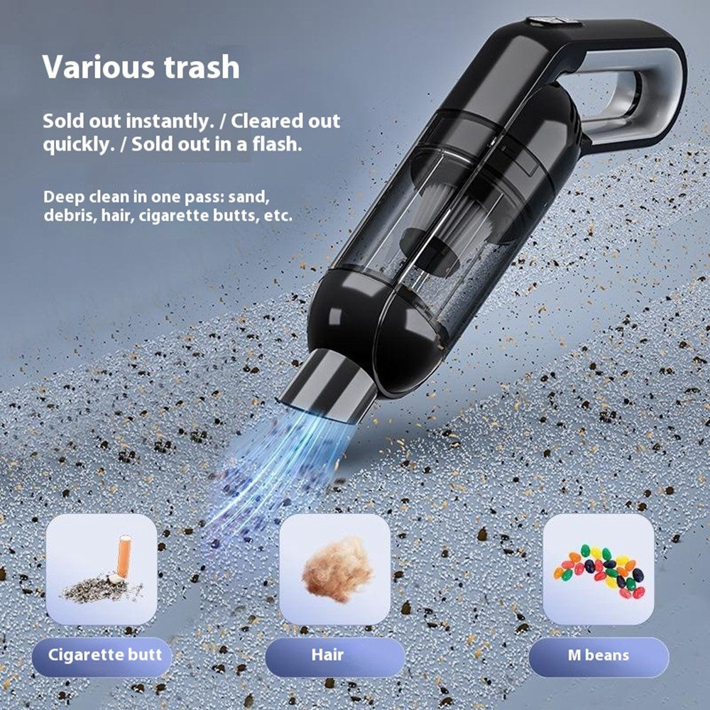 Handheld Car Vacuum Cleaner 8kPa Powerful Suction Low Noise Cordless Dust Blower with LED Light