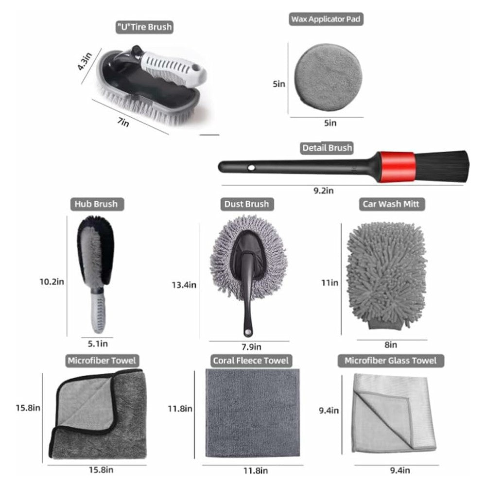 10Pcs Car Cleaning Kit Wash Brush Set with Detailing Tools Auto Maintenance Accessories