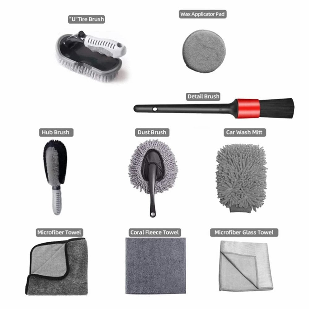 10Pcs Car Cleaning Kit Wash Brush Set with Detailing Tools Auto Maintenance Accessories