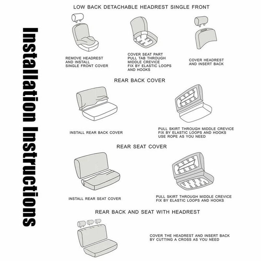 9Pcs Car Seat Covers Full Set Automotive Front Back Seat Bench Protectors